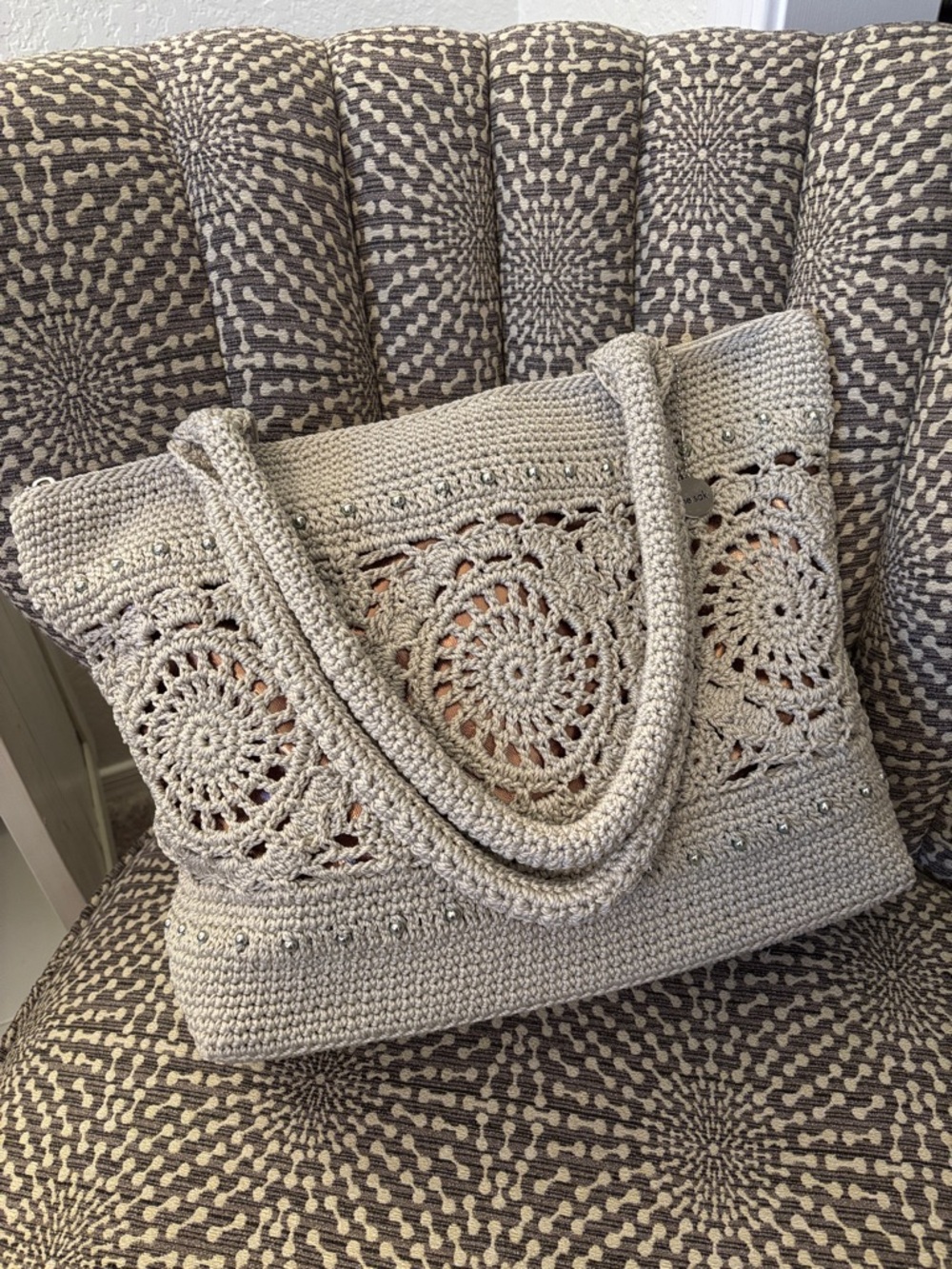 The Sak Crafted Classics Tote Crochet Natural Medallion Everyday Shoulder Bag - Picture 3 of 16
